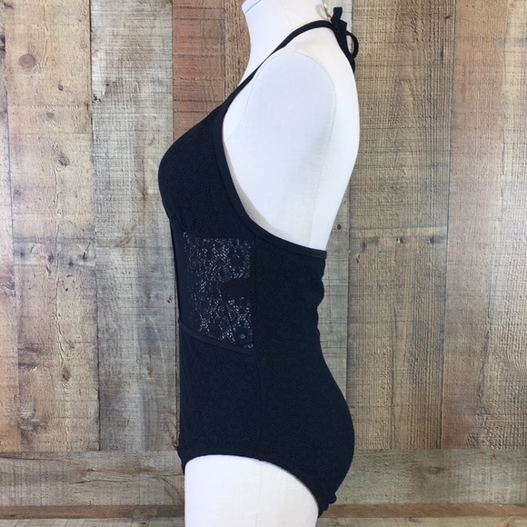 NWT Mossimo Swim Black One Piece Swimsuit Womens Large Halter - Picture 5 of 15